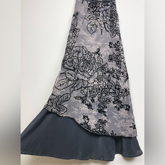 CITRON Women's XS Silk Overlay Maxi Skirt Wrap Pull On Beach Vacation Floral - Picture 5 of 16